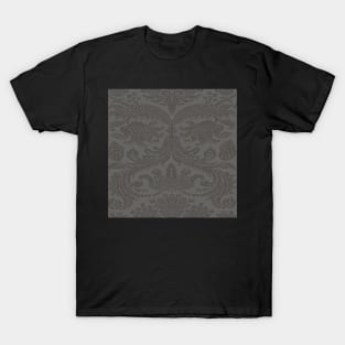 Beige on Sage Gray Royal Medieval Damask Scrolls T-Shirt